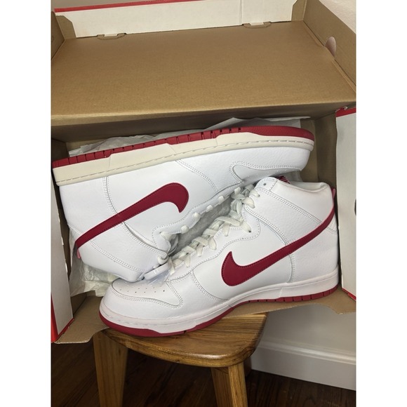 Nike Dunk Hi Men's Size 14 White/Gym Red Sneakers Shoes Authentic  904233-102 - Picture 8 of 8